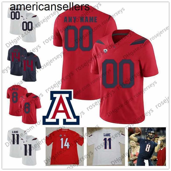 Maglia da calcio personalizzata Wildcats 2020 Blu Navy Rosso Bianco # 8 Nick Foles 14 Khalil Tate 21 JJ Taylor Maglia da uomo per bambini