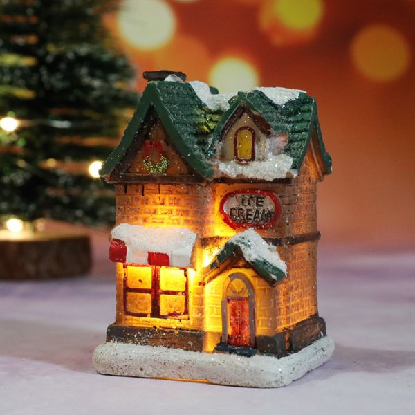 Decorazioni natalizie Luminosità LED Light Up Small Village House Scene Decor Ornament Tree Pendant Decoration Regali Ornamenti 221125