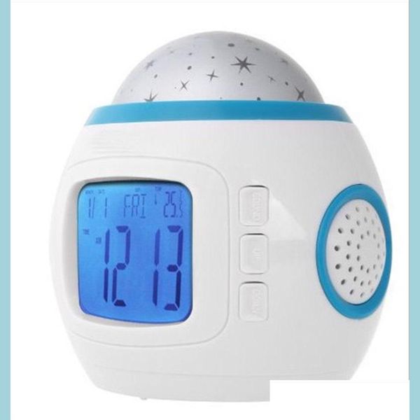 Mesa de mesa relógios musica Stary Sky Sky Digital Clock Colorf Originalidade azul SNS STARS SOLO DE DECORAÇÃO Lâmpada de projeção 19xj f2 dr dhnec