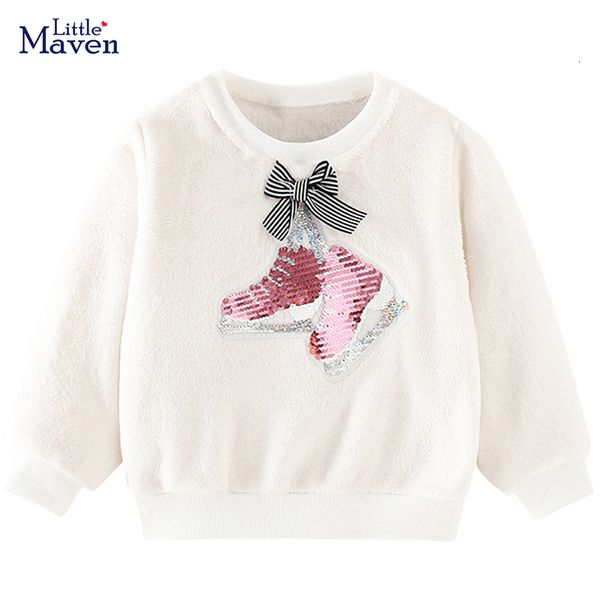 Pullover Little Maven Baby Mädchen Herbst Sweatshirt mit Paillettenschuhen Fleece Hübsche Kinder Freizeitkleidung für Kinder 2-7 Jahre 221128
