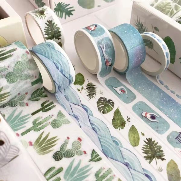 Internet Red Ins 2016 e desenho animado de fita de papel Pequena cortina de m￣o fresca Roll Roll Decorativo Adesivo Elementar Di￡rio Criativo para Alunos Conjunto B￡sico de Fita DIY DIY