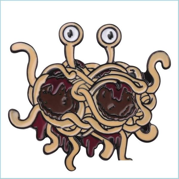 Pins Broschen Pins Flying Spaghetti Monster Emaille Brosche Abzeichen Anstecknadel Legierung Metall Schmuck 612 H1 Drop Lieferung Dhgarden Dhoha