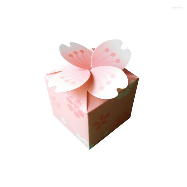 Embrulho de presente 50pcs flores de cerejeira rosa caixas de casamento caixa de embalagem de chocolate