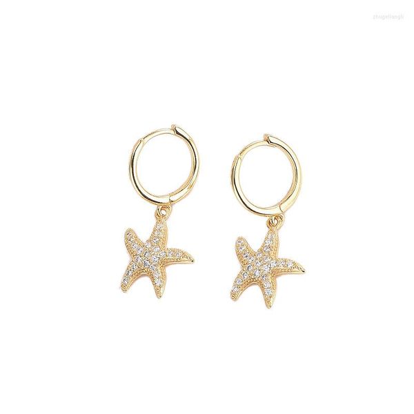 Orecchini pendenti Orecchini in argento sterling 925 Moda Stella marina Stella a goccia corta Temperamento Dolce Pretty Wild Female Girl Ear Jewelr