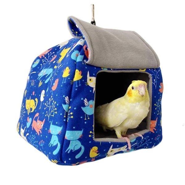 Птичья клетка теплый гнездо зимний кровать дома сарая хижина висящая гамак клетка палатка плюшевая укрытие для хомяка маленький домашний попугай S/L Drop 221128