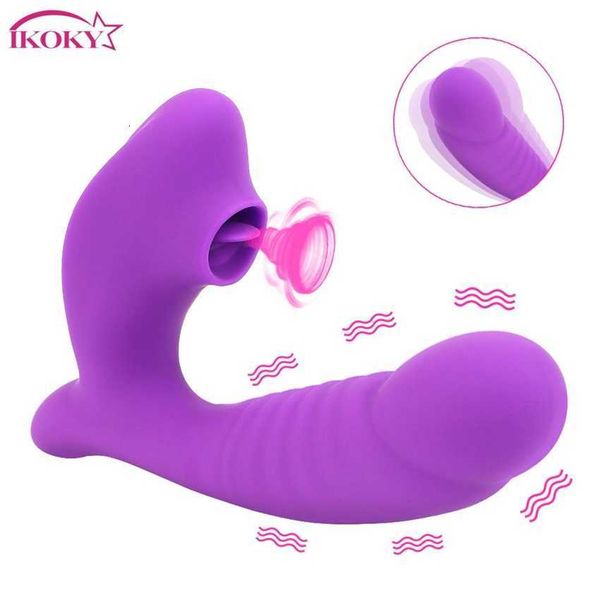 Massaggiatore giocattolo sessuale Massaggiatore giocattolo Indossabile Vibratore vibratore Giocattoli per donna Leccata di lingua Stimolatore clitorideo vaginale Negozio erotico