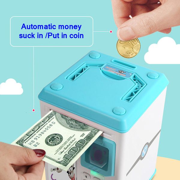 Caixas de armazenamento caixas de senha eletrônica Código de dinheiro da chave do bloqueio Banco automático Moedas automáticas Caixa de economia Mini Safe Child Presente 221128