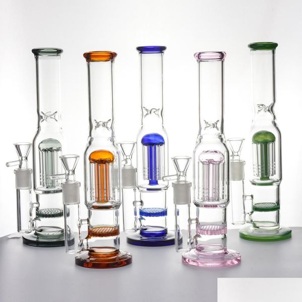 Altri accessori per fumatori Pipa ad acqua in vetro Narghilè alto 10 pollici Bong 6 Alberi Bong percolato a nido d'ape 14 mm femmina con ciotola Dab Rig Dhjtv