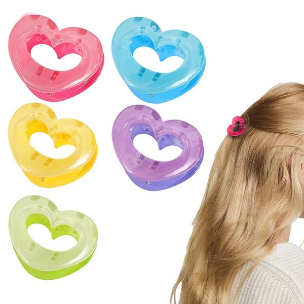 Garras de cabelo em forma de cora￧￣o acr￭lico Candy color color transparente clipe de rabo de cavalo clipes diy amor pequenos acess￳rios para cabelos