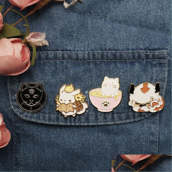 Pins Broschen Kawaii Broschen Emaille Pin Cartoon Niedliche weiße Bison Tier Brosche Zubehör Avatare Filmfans Einzigartiges Geschenk Dhgarden Dhjor