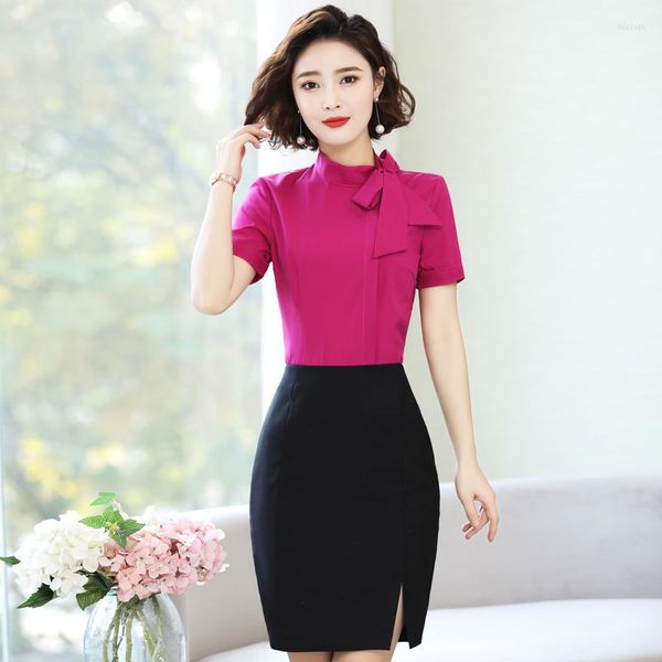 Damenblusen Stile 2022 Sommer Büro Damen Arbeitskleidung Bluse Weibliche Tops Kleidung OL Formale Uniform Designs Business Hemd für Frauen