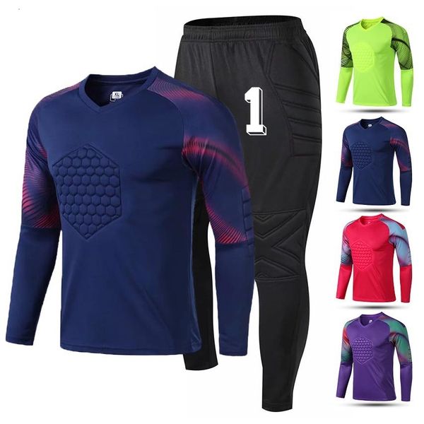 Conjuntos de corrida Camisas de futebol personalizadas Camisas de goleiro Calças de manga comprida Roupas de futebol para goleiro Uniforme de treinamento Terno Kit de proteção Roupas 221125