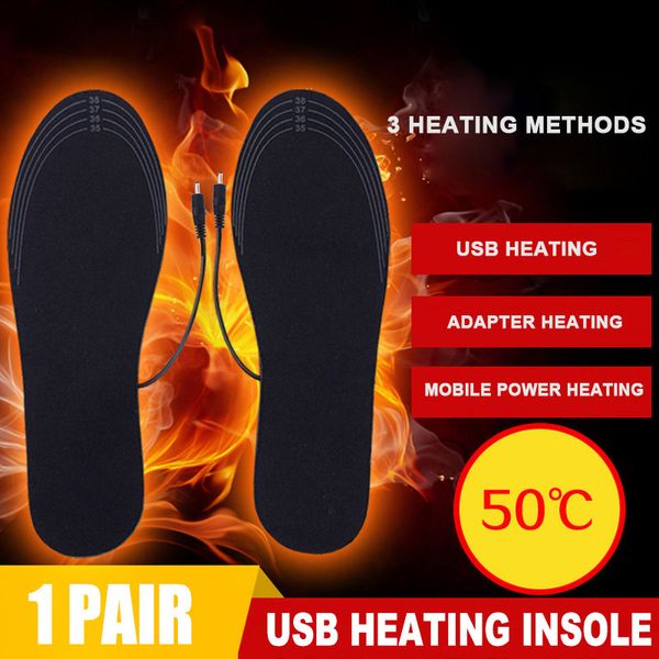 Acessórios para peças de sapatos 1 par insoles de USB aquecidos térmicos térmicos homens de inverno esportes ao ar livre aquecendo pés mais quentes almofada lavável 221125