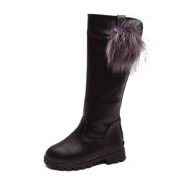 Botas de moda meninas meninas garotas engrossam couro de joelho de luto para os stuents crianças Inverno leve 221125