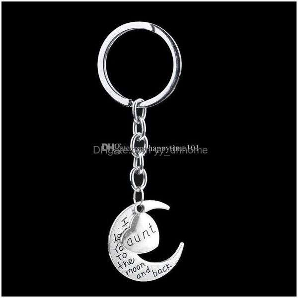 Schlüsselanhänger „I Love You To The Moon And Back“ Schlüsselanhänger Schlüsselanhänger Designerschmuck Drop Delivery Dhzjv