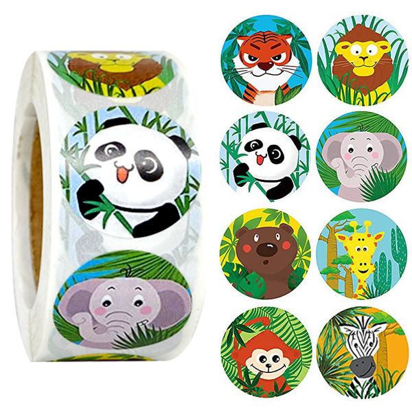 Atendimentos de desenho animado dos animais do zool￳gico para o adesivo de brinquedos cl￡ssicos para crian￧as adesivo de recompensa do ensino
