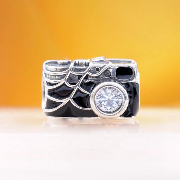 925 Sterling Silver Camera Selfie Charme Perle Passt europäischer Pandora -Juwelier -Charmarmbänder