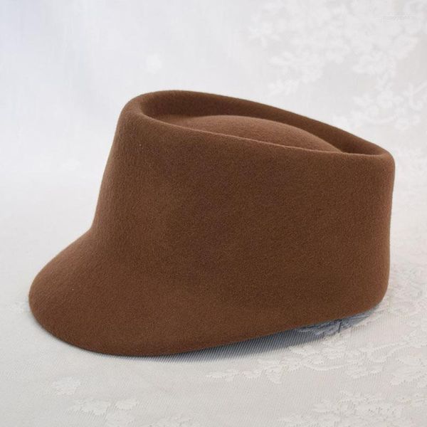 Berretti invernali berretti di lana semplici cappelli per donna uomo cadetto militare stile esercito cappello anello superiore con cinturino regolabile