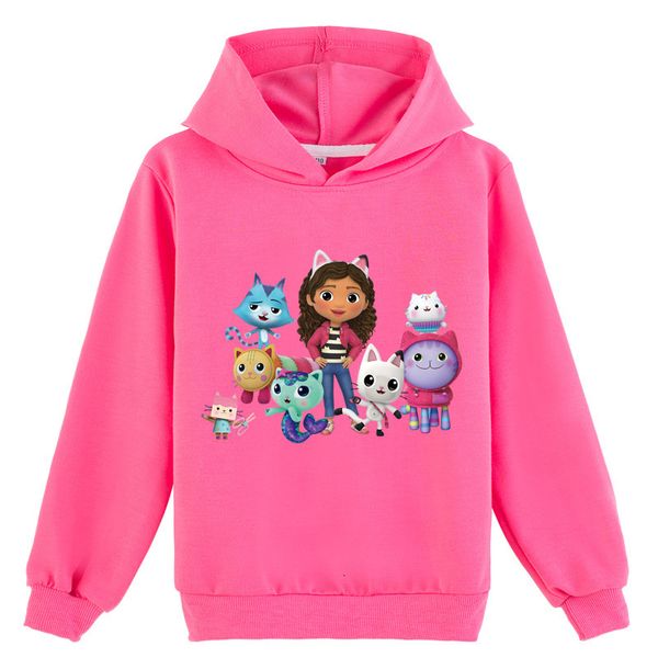 Pullover infantil Primavera Autumn Gabbys Doll House Hoodie Kids de manga longa Coats meninos Cartoon Cats Sorto Casual Roupas Casual 221128