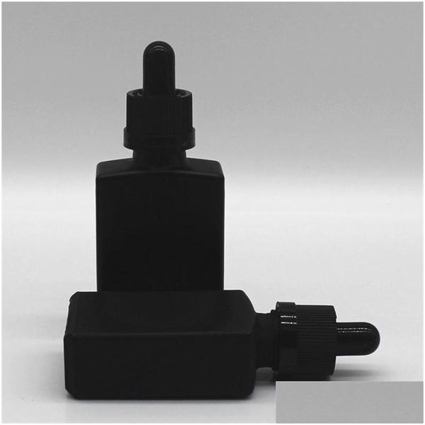 Bottiglie di stoccaggio Vasetti 30Ml Vetro smerigliato nero Reagente liquido Pipetta Contagocce Bottiglie Olio essenziale quadrato Per bottiglia Fumo E D 9 N Dhbgw