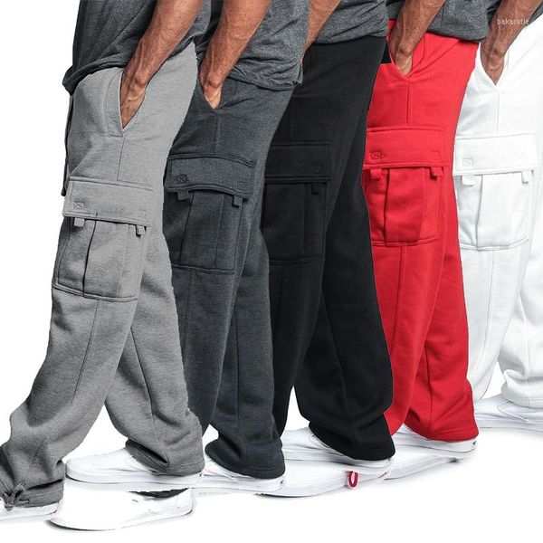 Calças masculinas homens soltos joggers rastrear calças casuais esportes de moda plus size stretwear punk calça de moletom