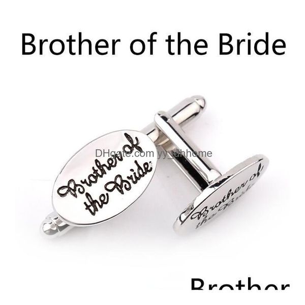 Cuff links masculinos de casamento de casamento oval clipes link clipes Man /Grooms /Groomsman Usher /Page Boy /Letters Acessórios de presentes Drop D Dhrxd