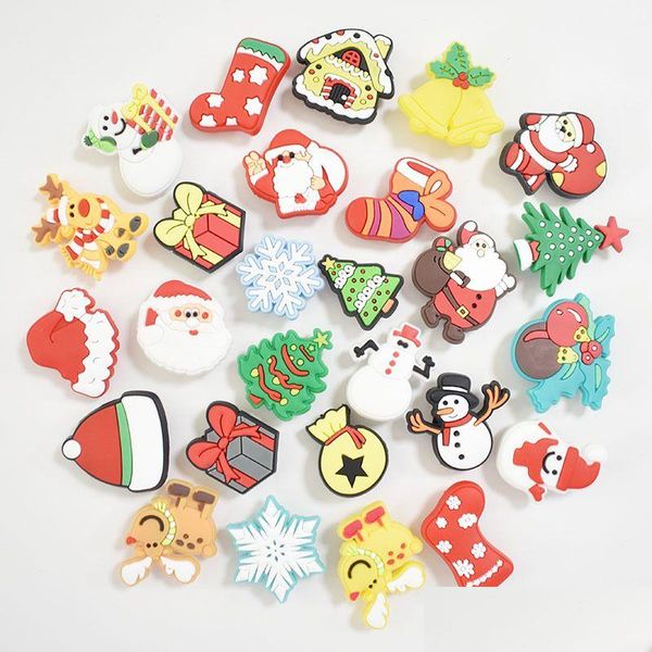 Charms 27pcs Santa Christmas Tree Charms Shoe Buckle Presentes fofos Sapatos Diy Pvc Toy Party Decoration Acess￳rios 1546 D3 Drop Dhgarden Dhjcx