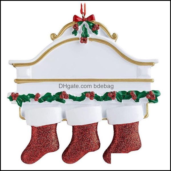 Weihnachtsdekoration DIY Harz Weihnachtsfleischfamilien Anh￤nger von 2 bis 8 Merry Weihnachts -Baumdekoration liefert Socken Geschenke f￼r adt kid dhh25