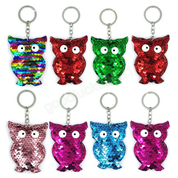 Gufo riflettente creativo Portachiavi Portachiavi con paillettes Borsa Ornamenti con ciondolo per auto Accessori per abbigliamento Portachiavi Charms