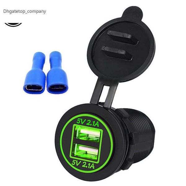 Caricabatteria per auto per auto-styling 5V 4.2A Presa di corrente doppia per presa di ricarica USB per LED per auto moto 12V 24V