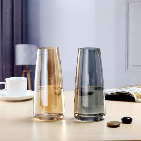 Vasos altos altos marrom ￢mbar vidro cinza para decora￧￣o de escrit￳rio em casa 221126