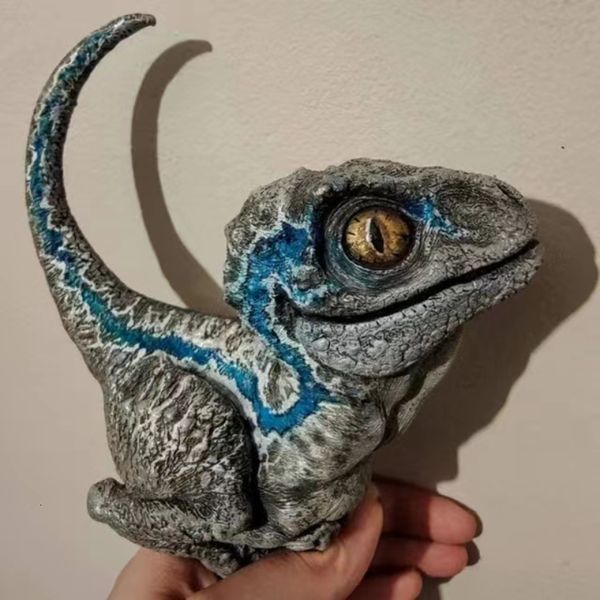 Садовые украшения Creative Born Velociraptor Jurassic Park Blue Pattern Dinosaur Home Living Room Decoration Collection Dinosaur Toy Gift 221126