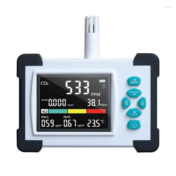 Analisador de qualidade do ar CO2 Medidor de gás Testador de gás Dust PM25 PM10 Monitor Portátil Detector Carro TFT Display