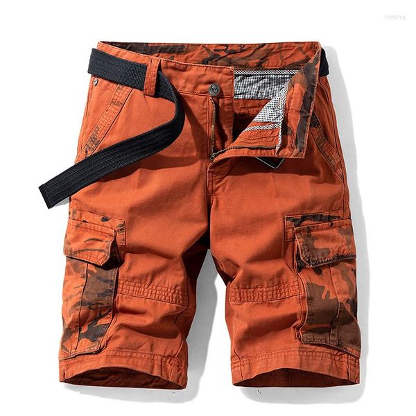 Pantaloncini da uomo in puro cotone estivo Mens Cargo Boys Casual tasca Streetwear Plus Size maschio lungo Bermuda Camouflage Z102