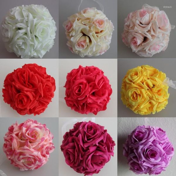 Dekorative Blumen, 15,2 cm, 15 cm, schöne künstliche Rosen-Blumenkugel aus Seide, zum Aufhängen, Kussbälle, Ornament für Hochzeiten, Weihnachtsfeste