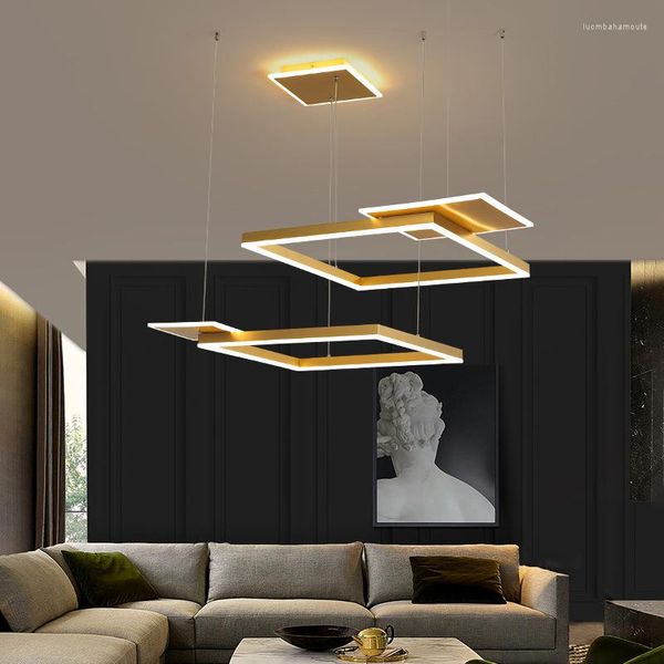 Lampadari lampadario creativo lampadario moderno soggiorno minimalista lampada da pranzo della personalità nordica illuminazione quadrata di lusso