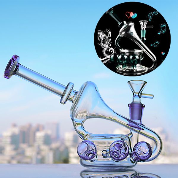 Bongs de vidro Bubbler Hookah Dab Rig Pequeno Tubo de Água Microscópio Roxo 5.5 