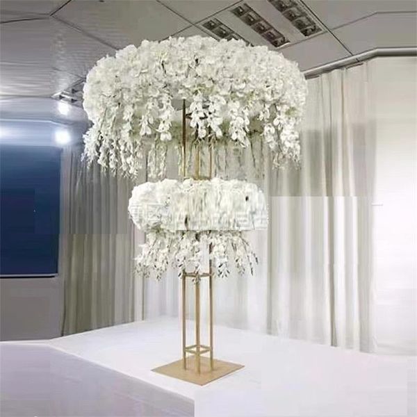 Parti Dekorasyon Düğün Yolu Çiçek Standı Çift Katmanlı Ana Masa Merkezi Çiçekler Açık Süsler