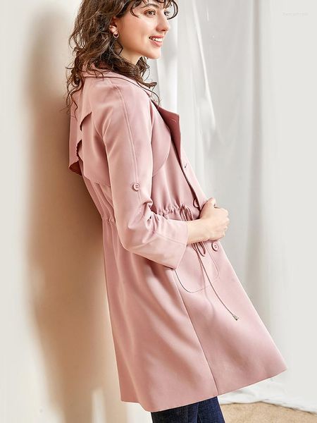 Trench da donna Giacca a vento 2022 Cappotto da donna per abiti coreani Lungo Donna Primavera Autunno Cappotto rosa KJ5909