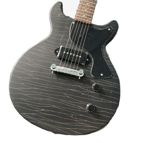 Lvybest guitar chinês guitarra foste cor preta de estilo feito de mogno e pescoço de estilo velho de estilo velho