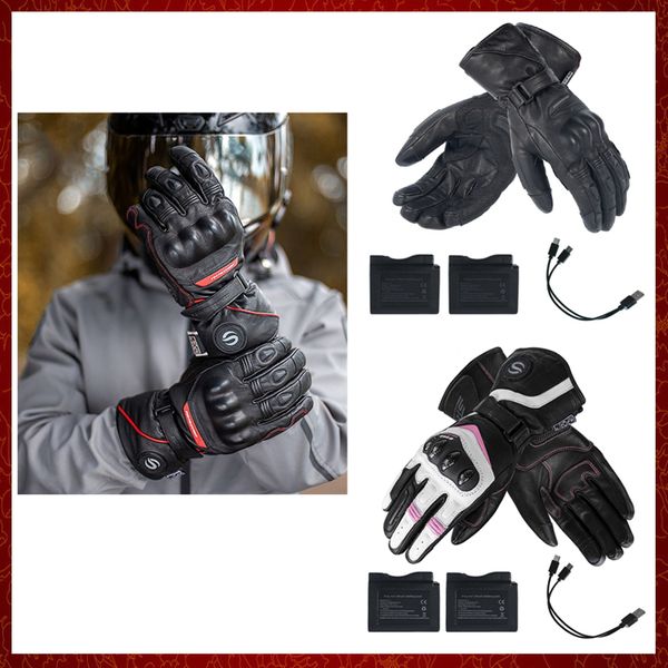 ST610 Wasserdichte, elektrisch beheizte Handschuhe, Motorrad, Ziegenleder, winddicht, warm, Baumwollfutter, Winter, Skifahren, Schutz, Herren und Damen, XS-XXL