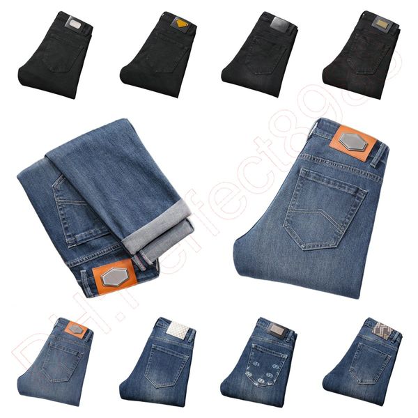 Nuovi jeans pantaloni pantaloni pantaloni maschili per uomini allungare l'autunno inverno inverno racchi di cotone in cotone lavati affari diretti casual q9532