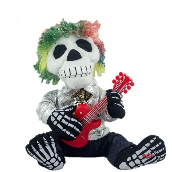 Plush Dolls 30cm Explosion head guitar ghost Giocattolo elettrico della bambola della peluche Bambini Halloween giocattoli divertenti creativi la bocca si muoverà cantando bambole di pezza 221129