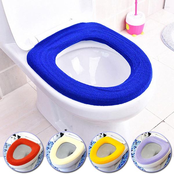 Toilettensitzbezüge, 1 Stück, Gehäusewärmer, Sockelpfanne, Kissenpolster, waschbar, zufällige Farbe, warme Unterlage, Badezimmerzubehör