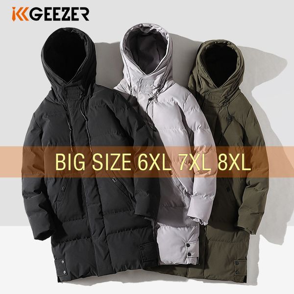 Masculino Down Parkas Winter Jackets Long Men algodão casacos quentes mais tamanho 6xl 7xl 8xl capuz enormebreak windbreak solto preto à prova d'água acolchoada 221129