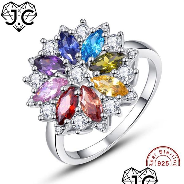 Alyans Takı Peridot Tanzanit Pembe Ametist Safir Garnet Topaz Düğün Katı 925 Ayar Sıra Yüzük Damla Teslimat Dhgarden Dhroi