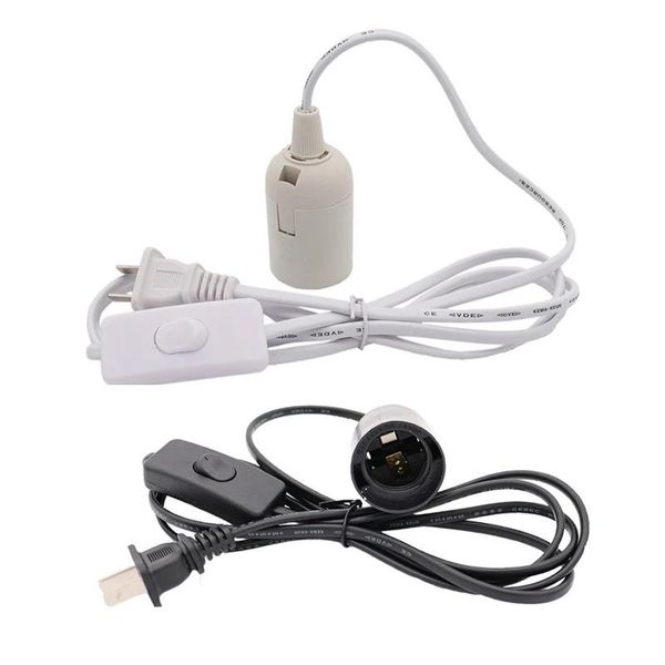 20FT cordon d'alimentation câble E27 bases de lampe prise ronde avec fil de commutateur pour lustre porte-ampoule lampe 265V prise de lumière suspendue