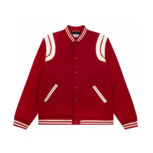 Мужская дизайнерская куртка оболочка Mens Street Hip-Hop Классическая ретро-бейсбольная форма кашемирная кашемир чистый цвет повседневный все матч красная парка