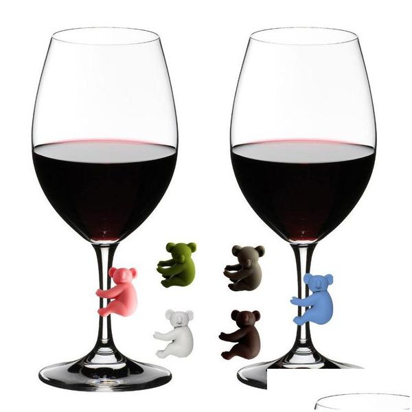 Strumenti da bar Koala Cup Strumenti da bar Riconoscimento bicchieri di vino Tag identificativi Sile Tag dedicato per feste 6 pezzi / set B3 Drop Delivery Home Ga Dhw6K