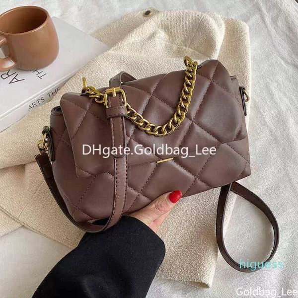 HBP Lässige kleine PU-Leder-Handtaschen mit Klappe für Damen, Shopper-Kette, gesteppte Handtaschen, Schulter-Crossbody-Tasche, Designer-Abend